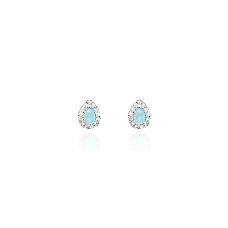 MINI DROP EARRING 3 MM WITH RHODIUM/COLOMBIAN/WHITE ZIRCONIA SETTING AROUND