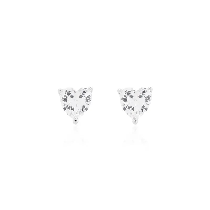 SECOND HOLE HEART 4MM RHODIUM/CRYSTAL/SMOOTH