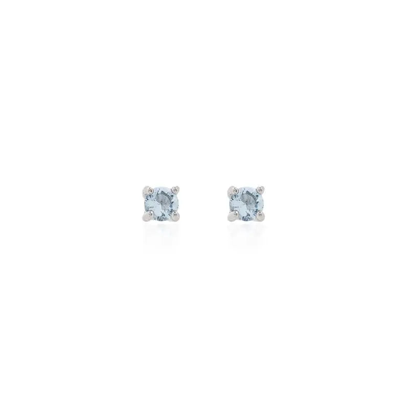 POINT OF LIGHT EARRING 3 MM - SECOND HOLE RHODIUM/AQUAMARINE/SMOOTH