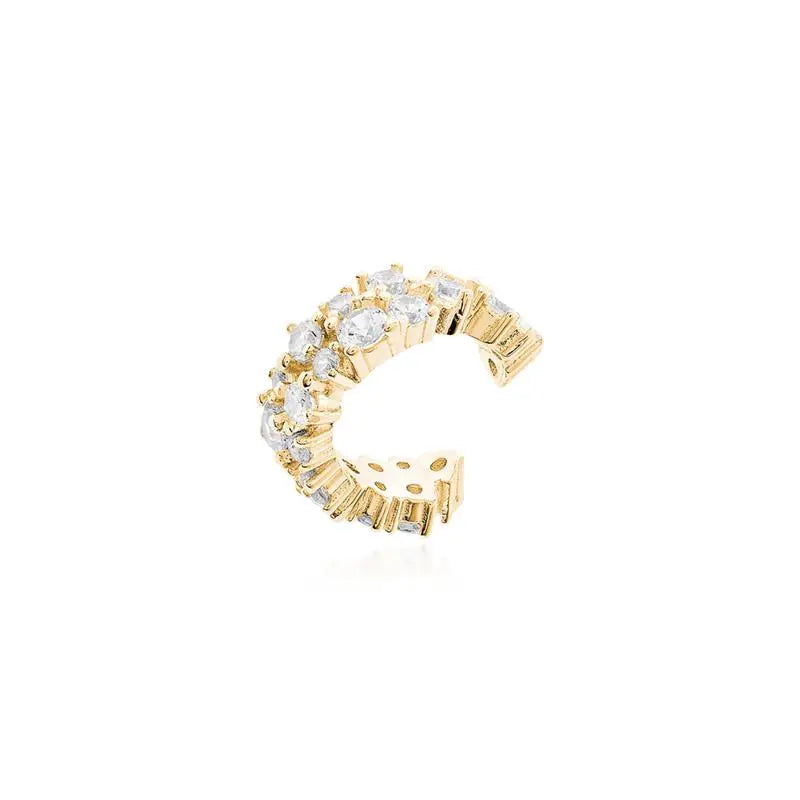 PIERCING TWO ROWS UNEQUAL STUDDED GOLD/WITHOUT STONE/WHITE ZIRCONIA