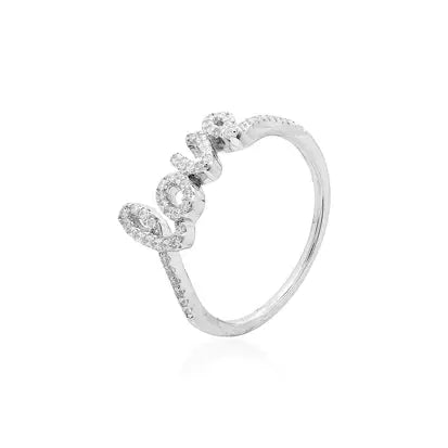 Anello Mezza Cravação Love in Rodio - Senza Pietra e Zirconia Bianca
