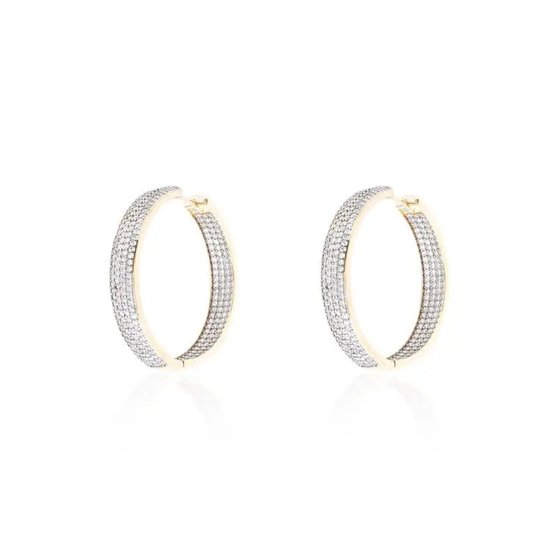 30 MM RING STUDDED INSIDE AND OUTSIDE SEVERAL ROWS GOLD/WITHOUT STONE/WHITE ZIRCONIA