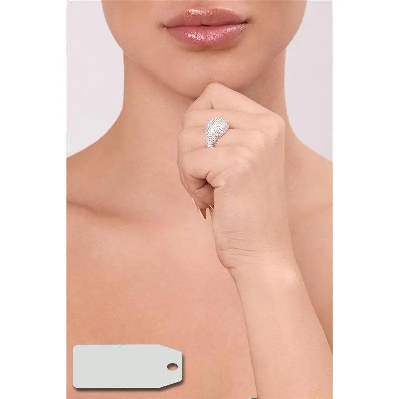 RHODIUM/STONE-FREE/WHITE ZIRCONIA SQUARE STUDDED FINGER RING