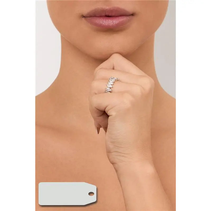 MALLEABLE RING WITH RHODIUM/CRYSTAL/SMOOTH NAVETES