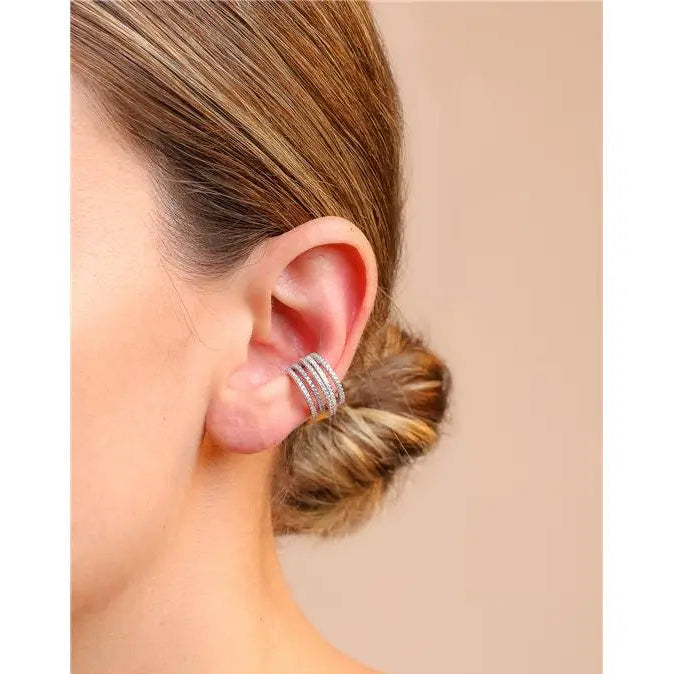PIERCING FIVE ROWS HALF OPEN STUDDED RHODIUM/WITHOUT STONE/WHITE ZIRCONIA