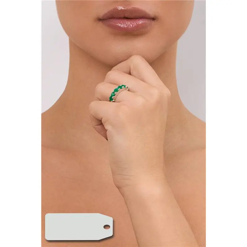 HALF SETTING RING WITH SIX POINTS OF LIGHT 4 MM RHODIUM/EMERALD FUSION/SMOOTH