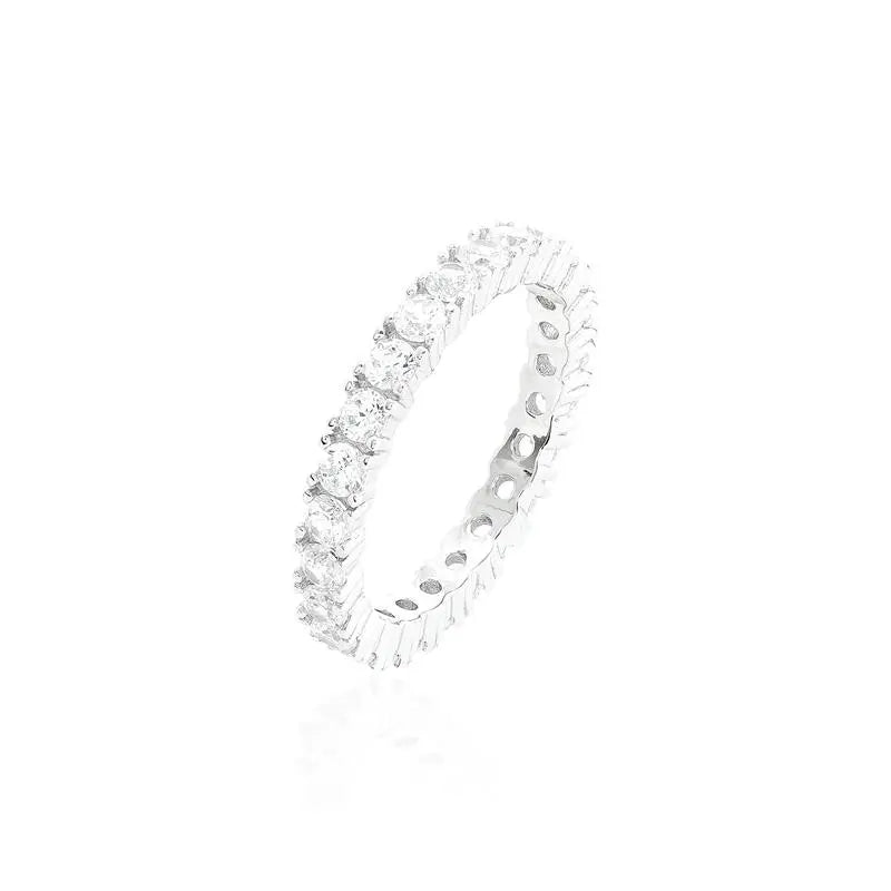 FULL WEDDING RING WITH 2 MM LIGHT POINTS RHODIUM/WITHOUT STONE/WHITE ZIRCONIA
