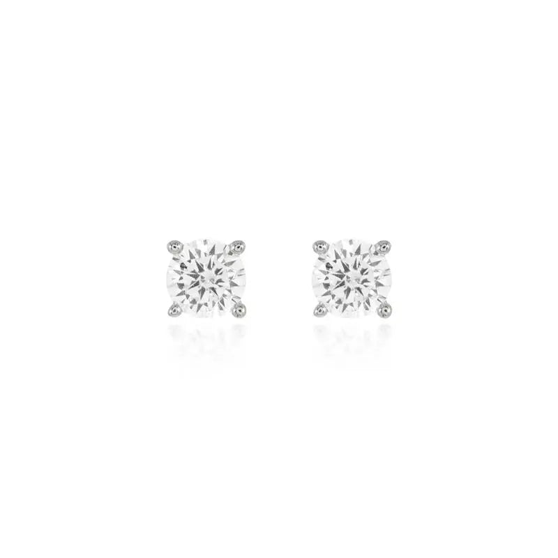 SOLITARY EARRING WITH POINTS OF LIGHT 4 MM RHODIUM/CRYSTAL/SMOOTH