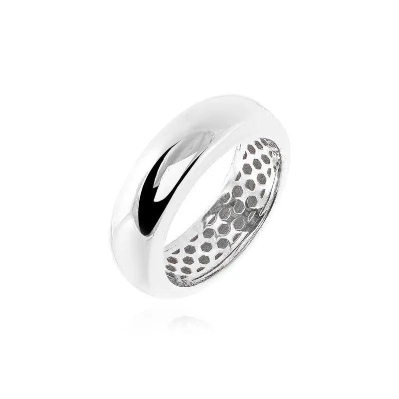 WIDE PLAIN RING RHODIUM/NO STONE/SMOOTH