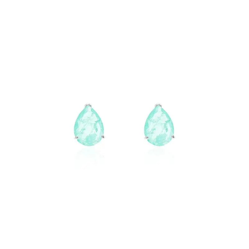 10 MM PLAIN DROP EARRING THREE CLAWS RHODIUM/COLOMBIANA/PLAIN