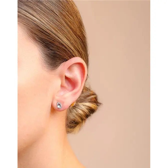 5 MM DROP EARRING RHODIUM/AQUAMARINE/SMOOTH