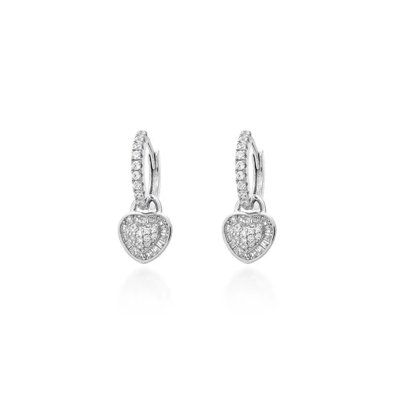 PIZZA STYLE HEART STUDDED RING WITH HEART STUDDED IN THE MIDDLE RHODIUM/WITHOUT STONE/WHITE ZIRCONIA