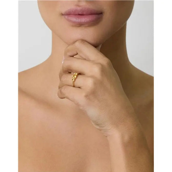 ROUND RING 5 MM CENTRAL WITH A POINT OF LIGHT 3 MM EACH SIDE GOLD/CITRINE-NT/SMOOTH