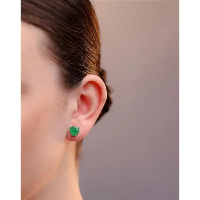 HEART EARRING 9 MM RHODIUM/EMERALD FUSION/SMOOTH