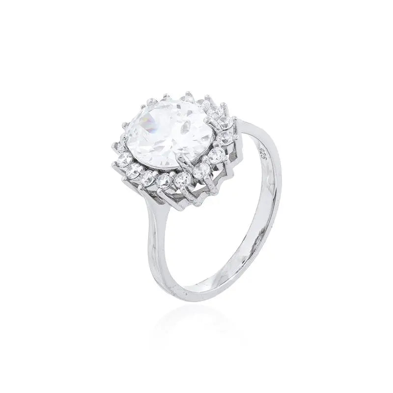 8 MM OVAL RING WITH PRINCESS SETTING AROUND RHODIUM/CRYSTAL/WHITE ZIRCONIA