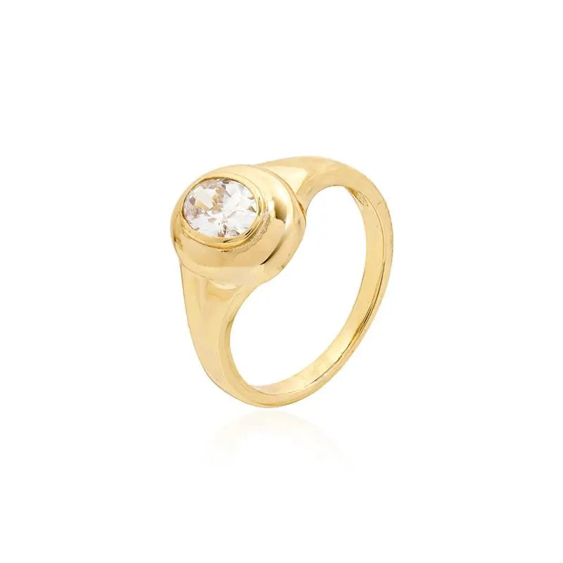 5 MM OVAL RING SMOOTH EDGE GOLD/CRYSTAL/SMOOTH