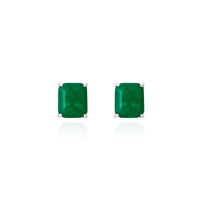 SQUARE EARRING 10 MM RHODIUM/EMERALD FUSION/SMOOTH