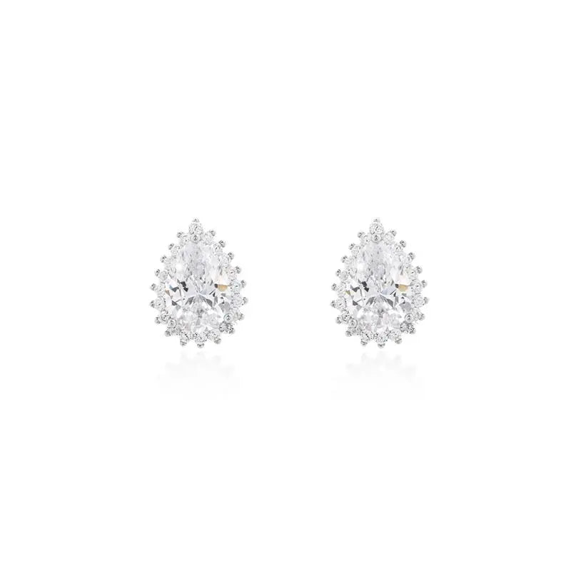 8 MM DROP EARRING WITH PRINCESS SETTING AROUND RHODIUM/CRYSTAL/WHITE ZIRCONIA