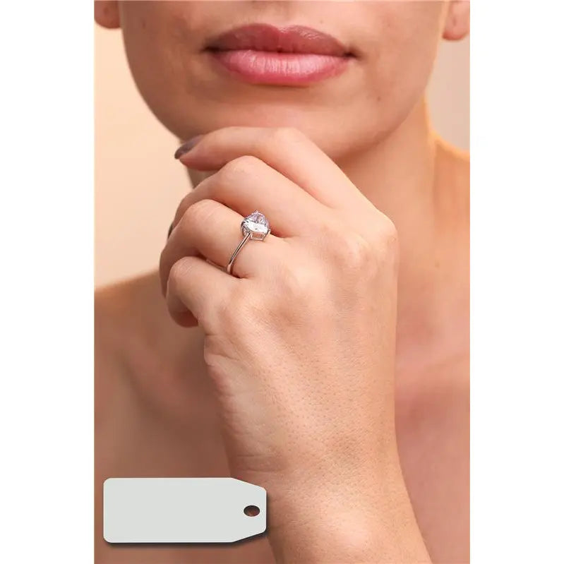 RHODIUM/CRYSTAL/SMOOTH HEART SOLITAIRE