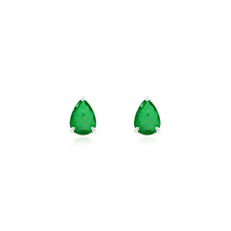 5 MM DROP EARRING RHODIUM/EMERALD FUSION/SMOOTH