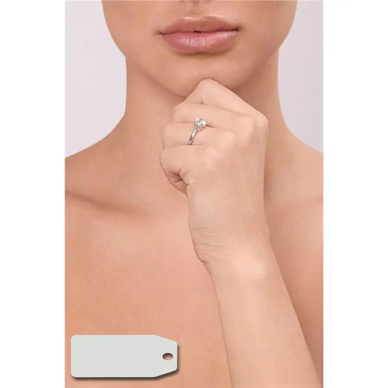 SOLITAIRE RING POINT OF LIGHT 6 MM RHODIUM/CRYSTAL/SMOOTH