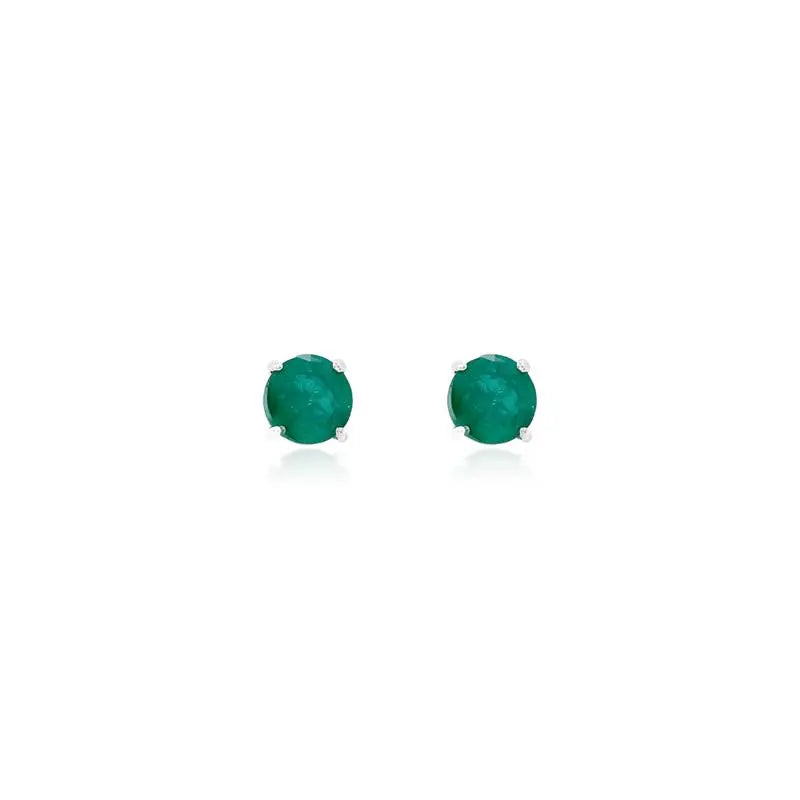 SOLITARY EARRING POINT OF LIGHT 8 MM RHODIUM/EMERALD FUSION/SMOOTH