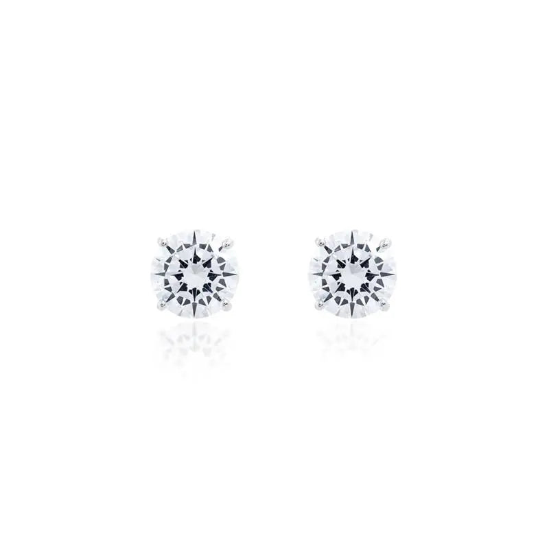 SOLITARY EARRING POINT OF LIGHT 10 MM RHODIUM/CRYSTAL/SMOOTH