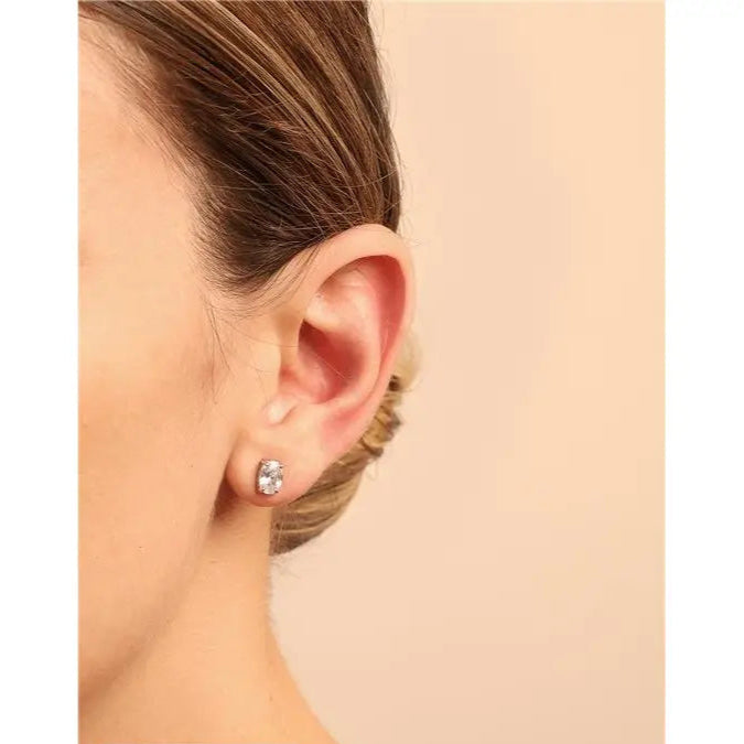 5 MM OVAL EARRINGS SMOOTH RHODIUM/CRYSTAL/SMOOTH