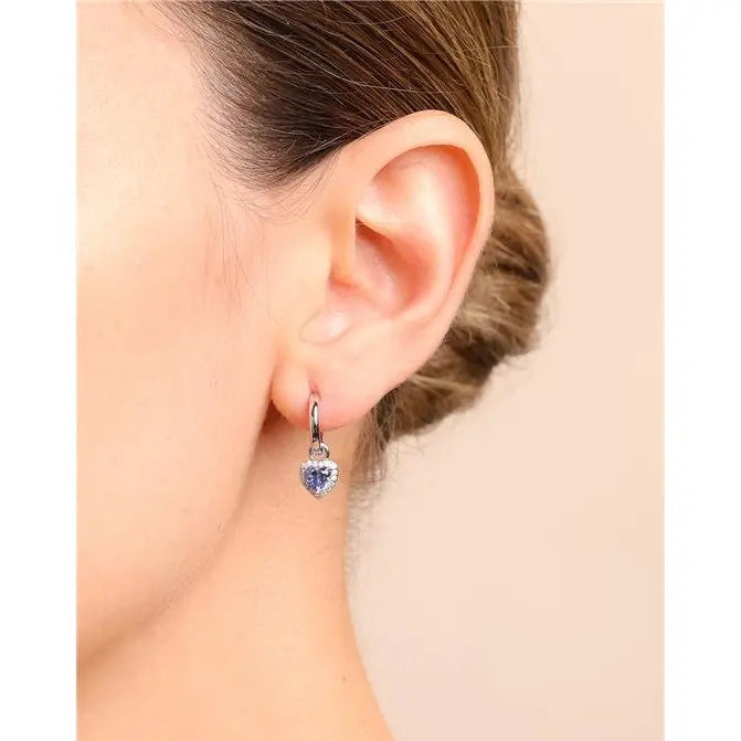 11 MM SMOOTH RING WITH 5 MM HEART SETTING AROUND RHODIUM/TANZANITE/WHITE ZIRCONIA