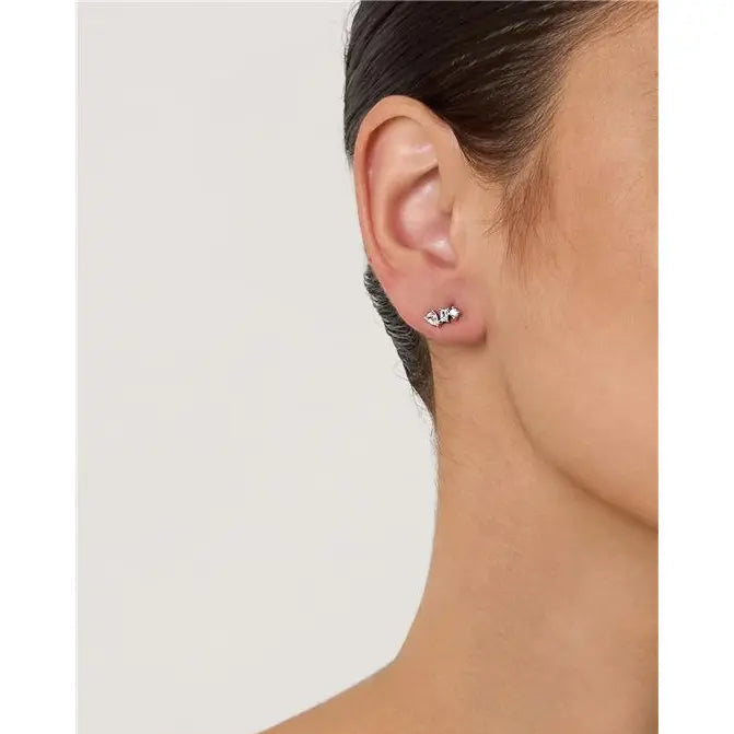 BAGUETTE DROP EARRINGS WITH POINT OF LIGHT RHODIUM/WITHOUT STONE/WHITE ZIRCONIA