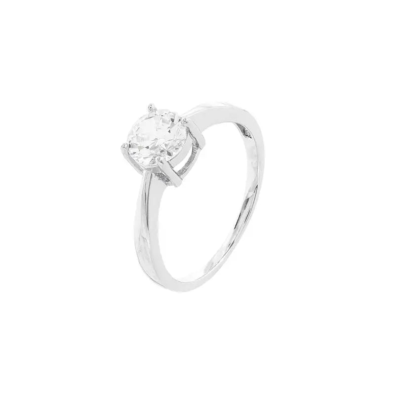 SOLITAIRE RING POINT OF LIGHT 6 MM RHODIUM/CRYSTAL/SMOOTH
