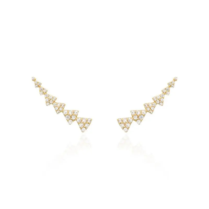 EARCUFF WITH DECREASING STUDDED TRIANGLES GOLD/NO STONE/WHITE ZIRCONIA