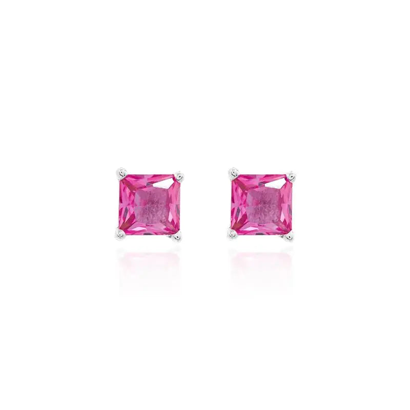 SECOND SQUARE HOLE 4MM RHODIUM/SAPPHIRE PINK/SMOOTH