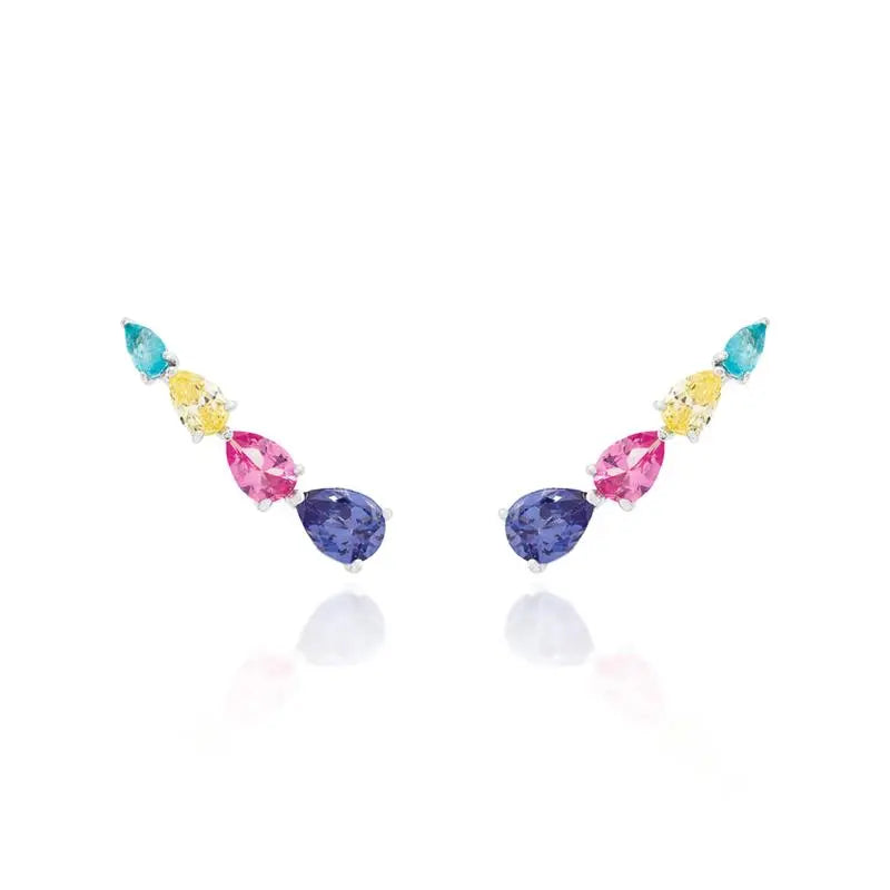 EARCUFF FOUR CRESCENT DROPS 6 MM RHODIUM/MIX/PLAIN
