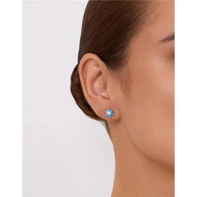 MINI FLOWER WITH PRINCESS SETTING AND ROUND IN THE MIDDLE RHODIUM/WITHOUT STONE/WHITE+TANZANITE