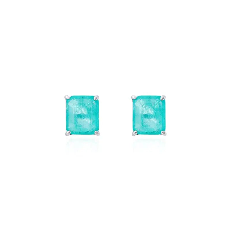 SQUARE EARRING 10 MM RHODIUM/COLOMBIANA/SMOOTH