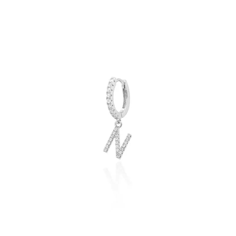 RING UNIT STUDDED WITH STUDDED LETTER HANGING - LETTER N RHODIUM/WITHOUT STONE-LXN/WHITE ZIRCONIA
