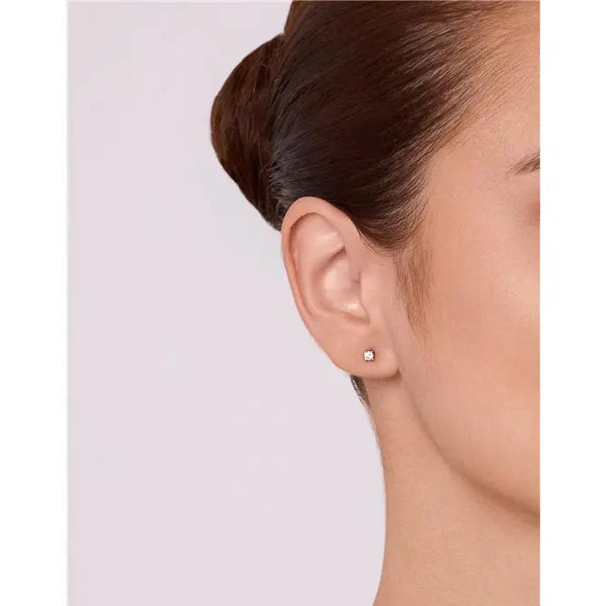 POINT OF LIGHT EARRING 3 MM - SECOND HOLE RHODIUM/CRYSTAL/SMOOTH