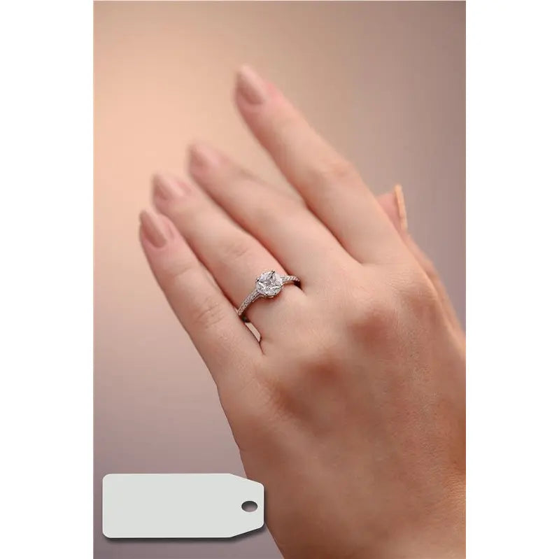 HALF ROUND SETTING RING 8 MM INVISIBLE RHODIUM/CRYSTAL/WHITE ZIRCONIA