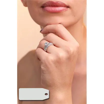 Set Solitario e Fede Punto de Luz 6 mm in Rodio - Cristallo e Zirconia Bianca