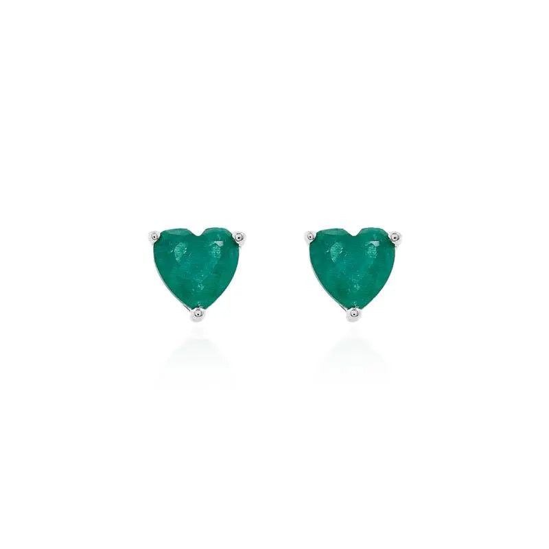 SOLITAIRE HEART 5 MM RHODIUM/EMERALD FUSION/SMOOTH