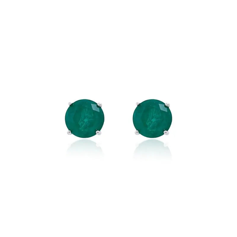 SOLITARY EARRING POINT OF LIGHT 10 MM RHODIUM/EMERALD FUSION/SMOOTH