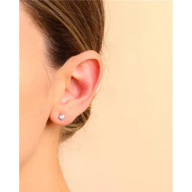 SOLITARY EARRING WITH POINTS OF LIGHT 4 MM RHODIUM/CRYSTAL/SMOOTH