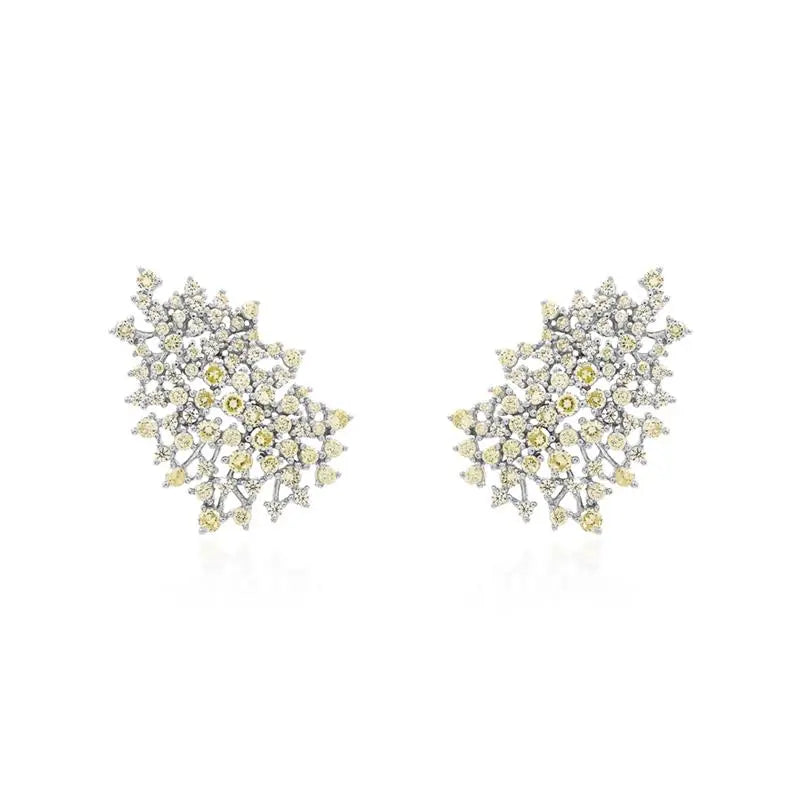 ZIRCONIA EXPLOSION STYLE EARRING RHODIUM/STONE FREE/YELLOW FANCY