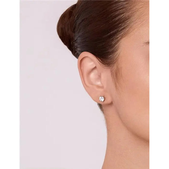 POINT OF LIGHT EARRING 6 MM - SECOND HOLE RHODIUM/CRYSTAL/SMOOTH