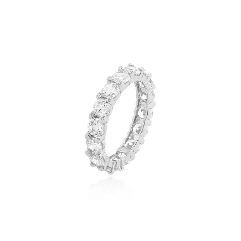 FULL WEDDING RING POINTS OF LIGHT 4 MM FOUR CLAWS RHODIUM/CRYSTAL/SMOOTH