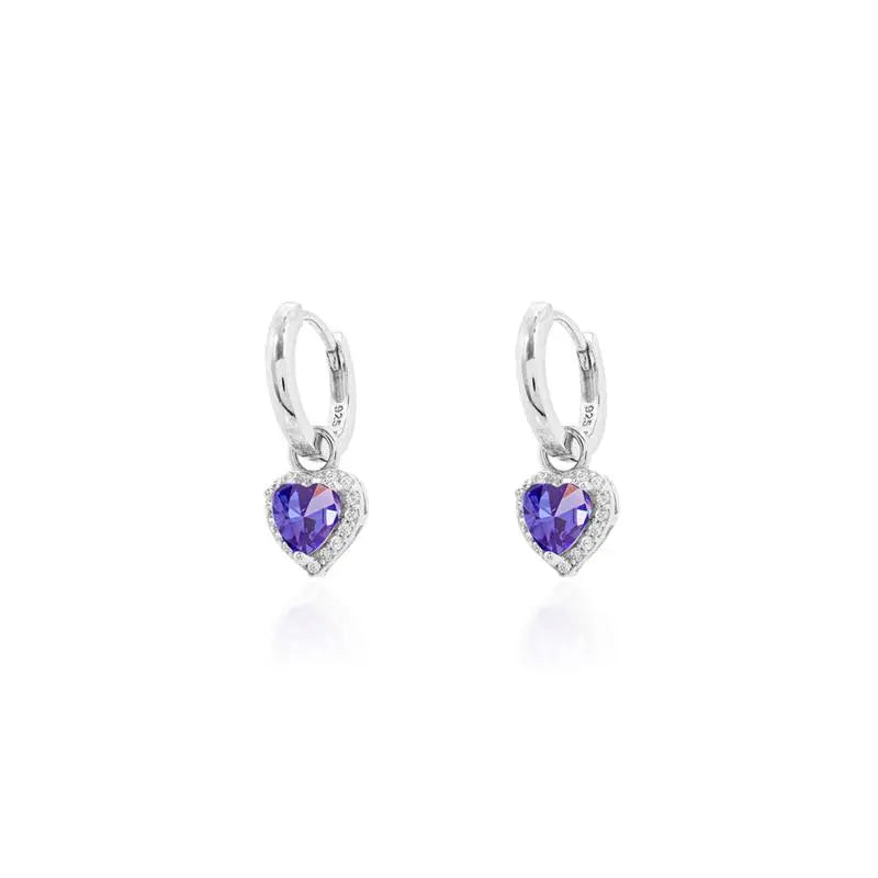 11 MM SMOOTH RING WITH 5 MM HEART SETTING AROUND RHODIUM/TANZANITE/WHITE ZIRCONIA