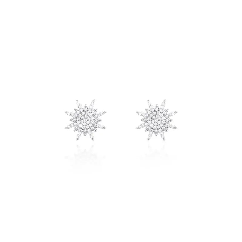 STAR EARRINGS WITH RHODIUM STUDDED POINTS/WITHOUT STONE/WHITE ZIRCONIA
