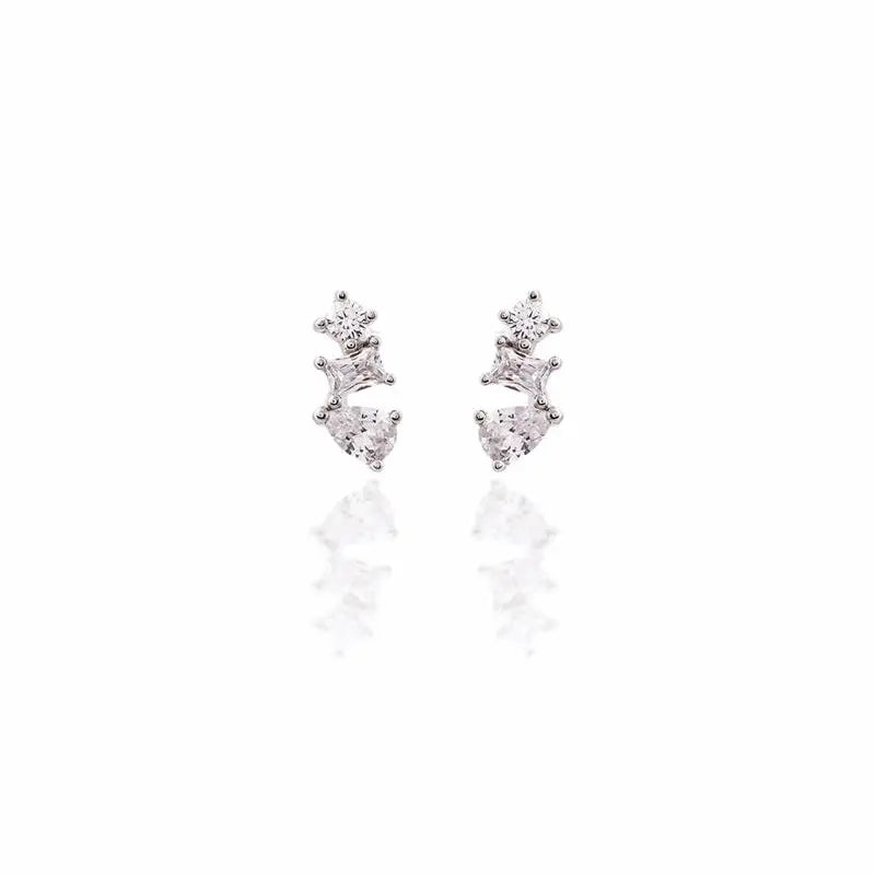 BAGUETTE DROP EARRINGS WITH POINT OF LIGHT RHODIUM/WITHOUT STONE/WHITE ZIRCONIA