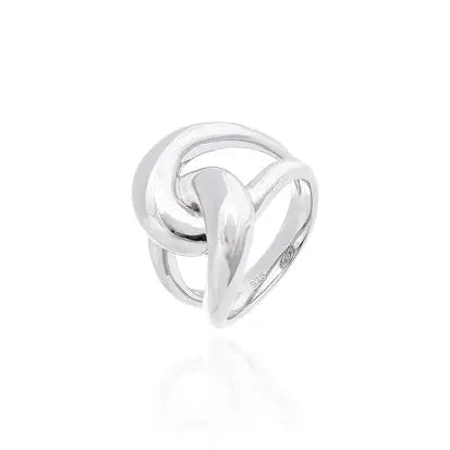 Anello Estilizzato Liscio in Rodio - Design Minimalista